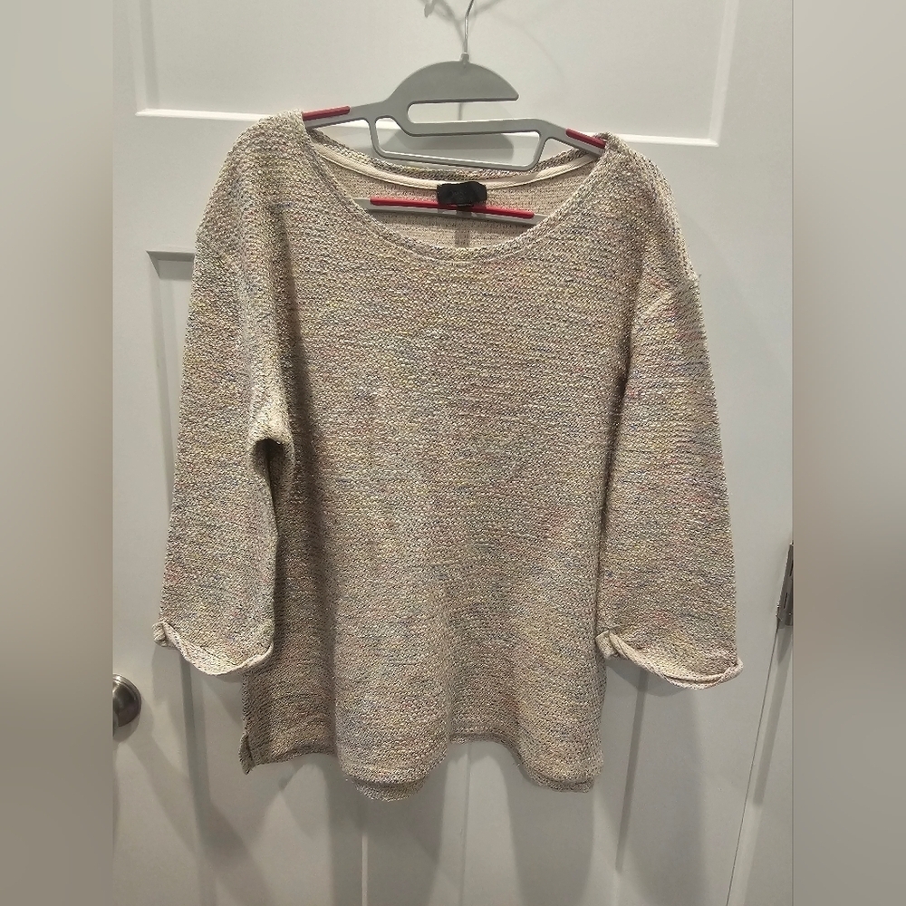 Topshop Women’s Speckled Knit Sweater Beige Multicolor Fleck Pullover Size 10 (M